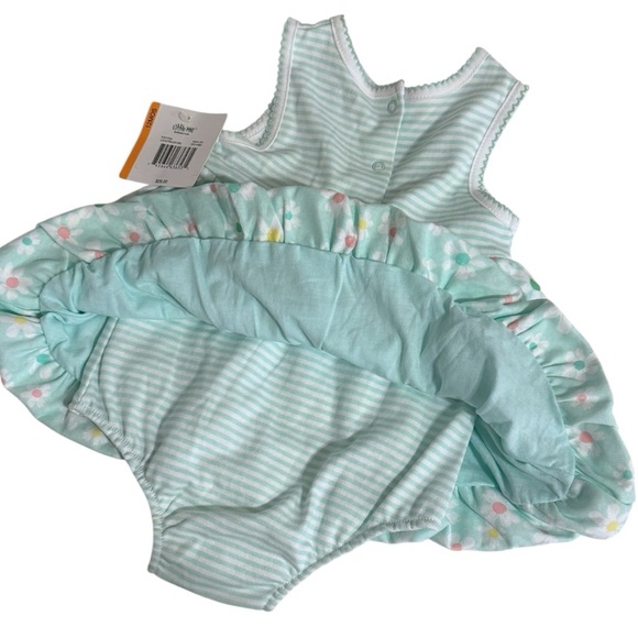 Little Me NWT Mint Floral Bubble Dress & Hat Baby Girl 12M - Picture 6 of 11